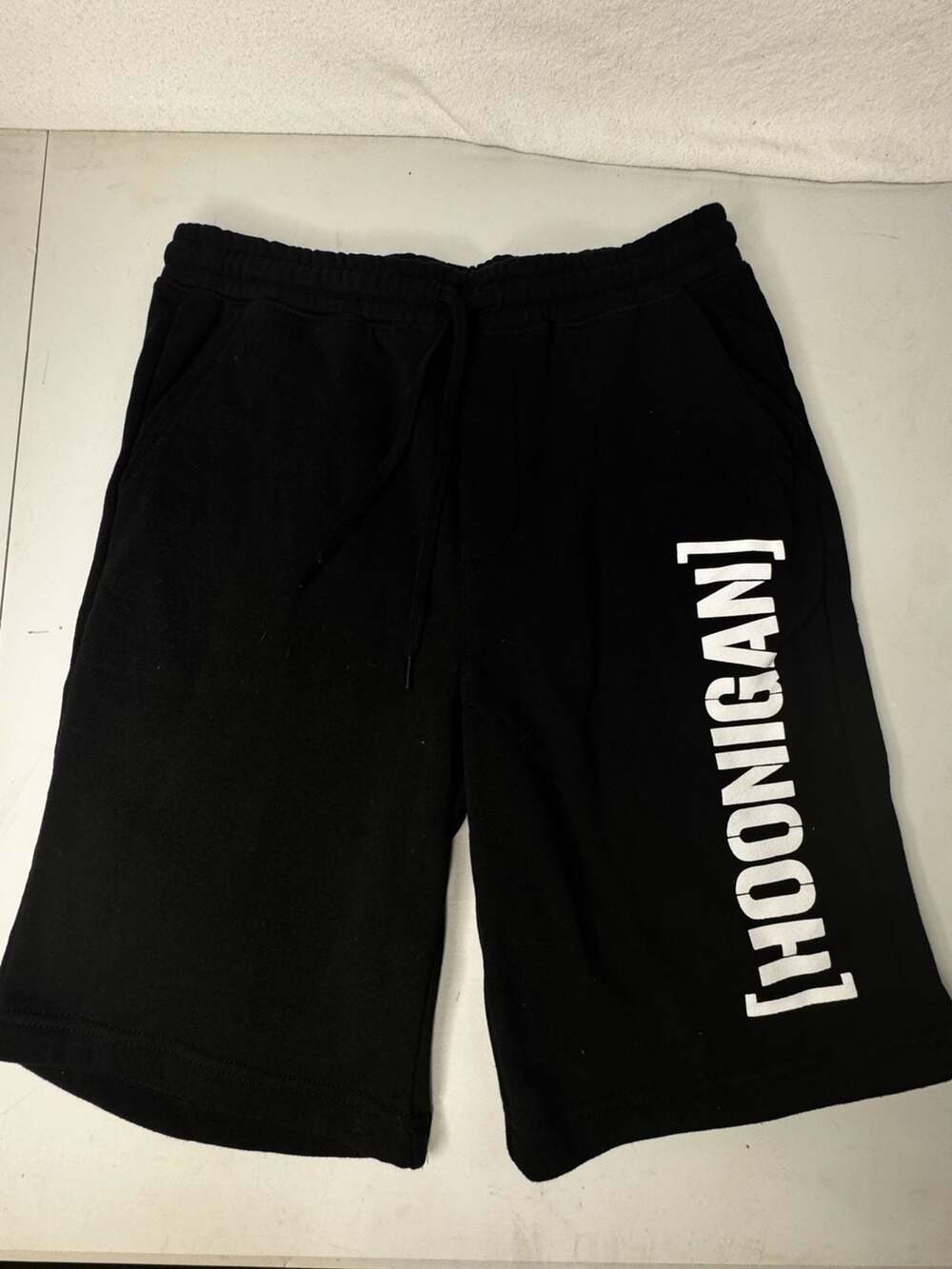Hoonigan Sweatshorts Size S Black Fleece Logo Print Drawstring